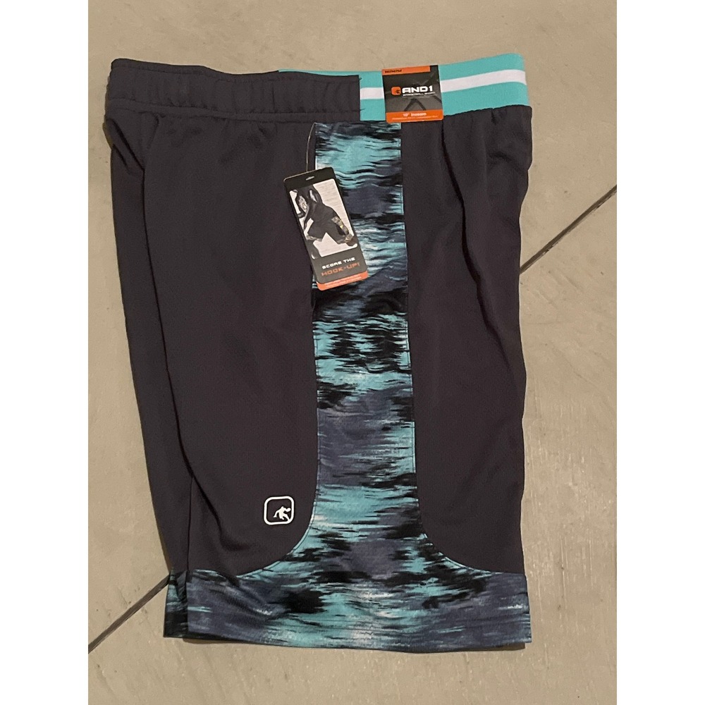 AND1 Women's Basketball Shorts Gray‎ Teal Athletic Gym Workout Size M 10 Inseam
